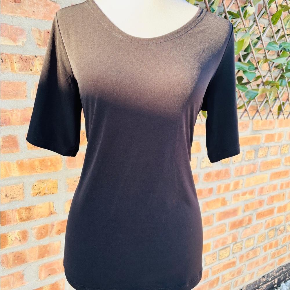 Susan Graver Modern Essentials Black Scoop Neck Top